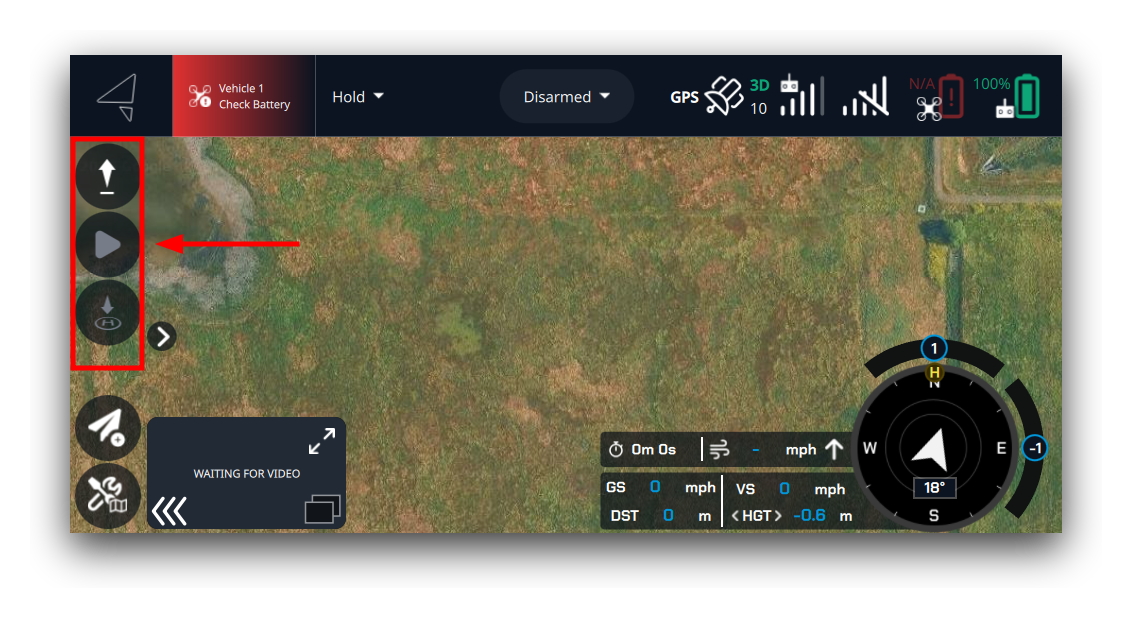 Flight view with the FlyViewTSButton hook location highlighted